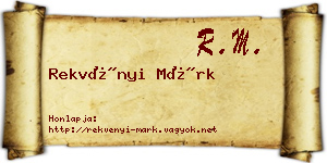 Rekvényi Márk névjegykártya